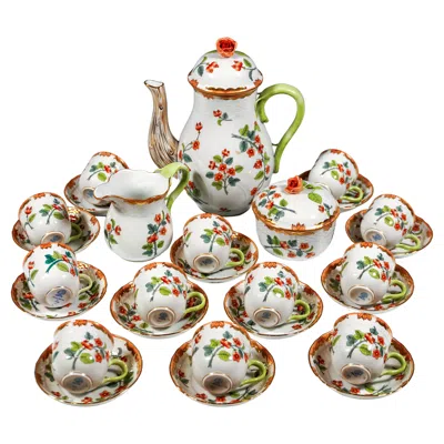 Pre-owned Herend Windsor Flowers 'livia' Coffee Set For 12 Persons,  Hungary, 20th Century In Sand