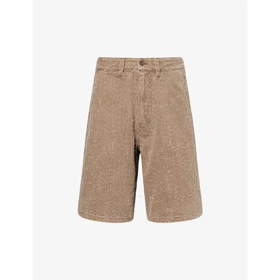 Heresy Mens Brown Loop Logo-patch Denim Shorts