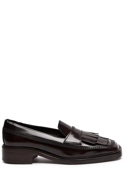 Hereu Aina 40 Glossed Leather Loafers In Brown