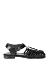 Hereu Smooth Grain Leather Cage Design Sandals In Black