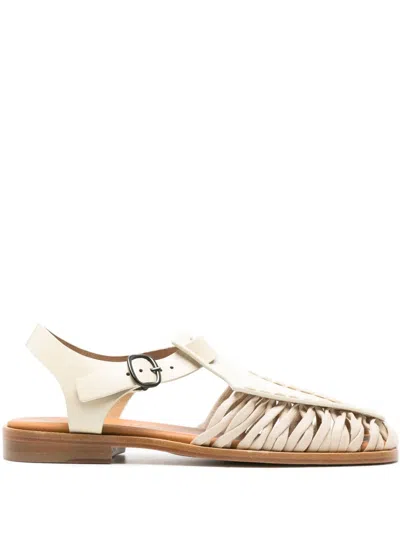 Hereu White Calfskin Cotton Sandals
