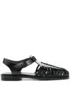Hereu Alaro Square-toe T-bar Sandals In Black