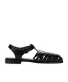 Hereu Smooth Grain Leather Cage Design Sandals In Black