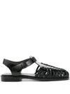 Hereu Smooth Grain Leather Cage Design Sandals