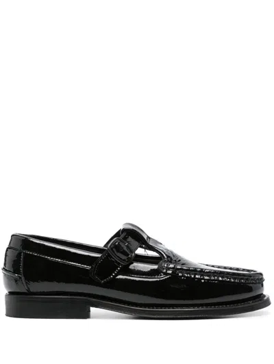 Hereu Alber Crinkled Leather Loafers In Black