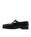 Hereu Alber Leather T-strap Buckle Loafers In Black