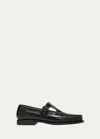 Hereu Alber Leather T-strap Buckle Loafers In Black