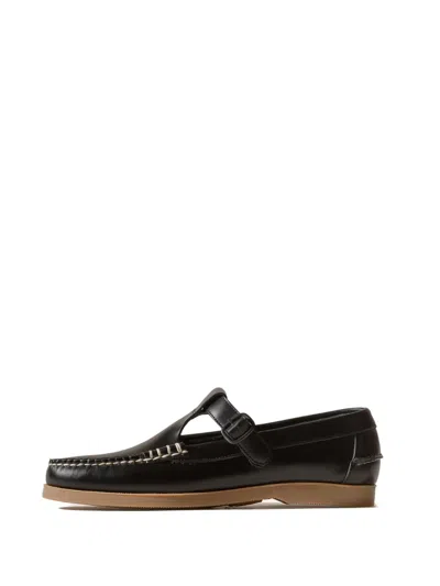 Hereu Brown Alber Rubber Veg Tan Loafer Shoes In Black