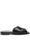 Hereu Ancora Leather Slides In Schwarz