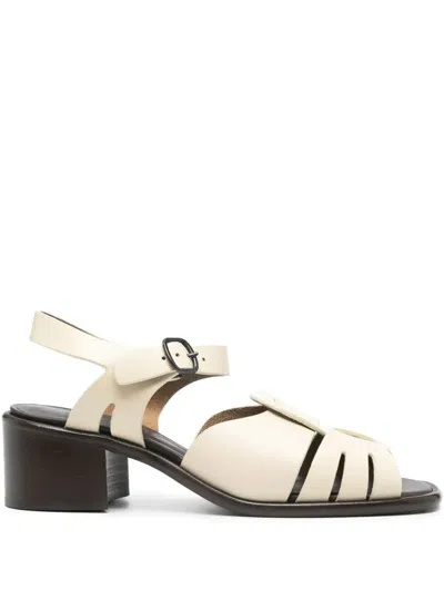 Hereu "ancora" Squared Heeled Sandals In White