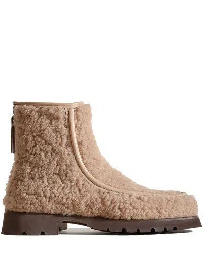 Hereu Armenta Low Shearling Boots In Beige