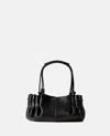 Hereu Leather Shoulder Bag With Knot And Pleat Detailing In Black