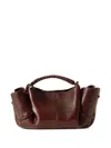 Hereu Mini Leather Handbag Gathered Detailing In Brown