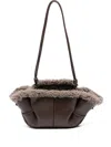 Hereu Mini Leather Handbag Shearling Trim In Brown
