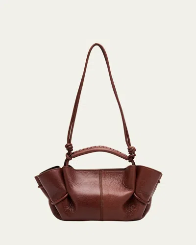 Hereu Arta Mini Pleated Leather Crossbody Bag In Brown