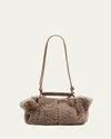 Hereu Textured Shoulder Bag Knotted Strap In Gray