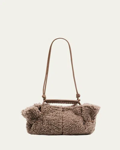 Hereu Arta Mini Shearling Top-handle Bag In Gray