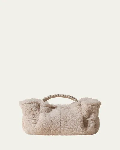 Hereu Arta Mini Shearling Top-handle Bag In White