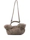 Hereu Braided Handle Shoulder Bag With Adjustable Strap In Gray