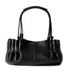 Hereu Leather Shoulder Bag With Knot And Pleat Detailing In Black