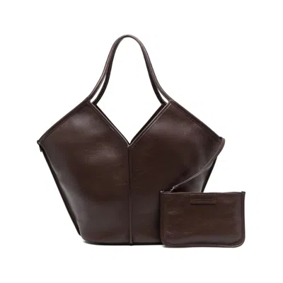 Hereu Calella Distressed Leather Shoulder Bag In Brown