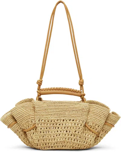 Hereu Beige & Tan Arta Mini Raffia Bag