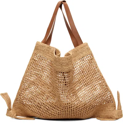 Hereu Beige Cador Raffia Mesh Tote In Brown