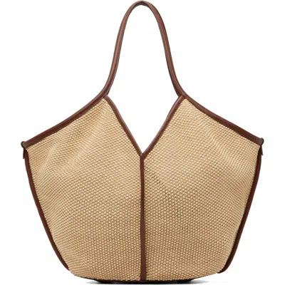 Hereu Beige Calella Raffia Tote In Natural / Chestnut