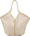 Hereu Cream White Linen Tote Bag With Leather Details In White