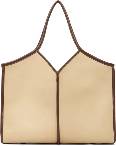 Hereu Beige Calella Squared Medium Leather Tote