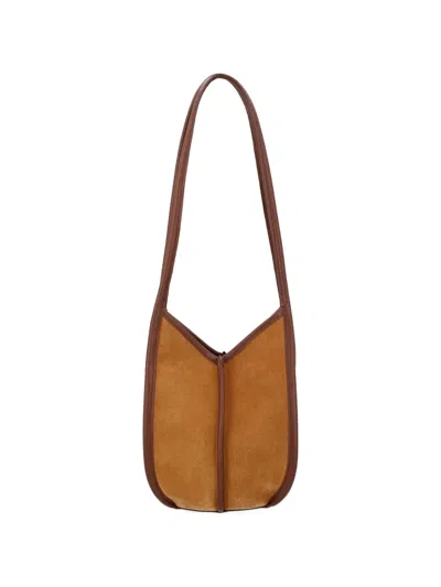 Hereu Beige Leather Shoulder Bag In Brown