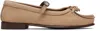 Hereu Beige Roses Nubuck Flats In Brown