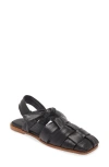 Hereu Bena Woven Bow Flat Sandals In Black/ Natural