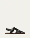 Hereu Bena Woven Bow Flat Sandals In Black