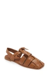 Hereu Bena Woven Square Toe Slingback Sandal In Brown