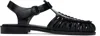 Hereu Smooth Grain Leather Cage Design Sandals In Black