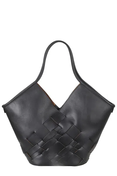 Hereu Black Coloma Woven Pattern Leather Tote Bag