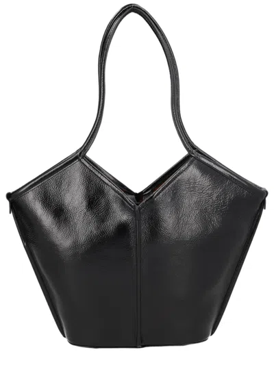 Hereu Black Geometric Calf Leather Shoulder Bag