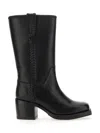 Hereu Aumandra Mid Calf Boots Block Heel Braided In Black