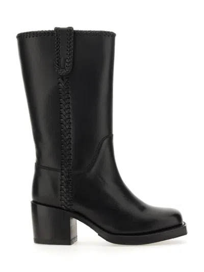 HEREU BLACK LEATHER BOOTS