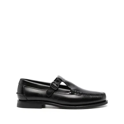 Hereu Black Leather Loafers In Multi