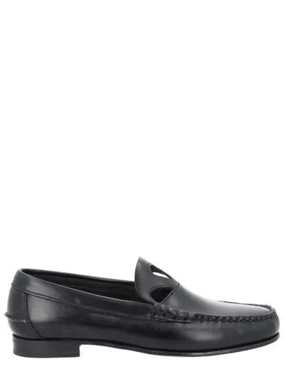 Hereu Black Leather Loafers In Multi