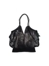 Hereu Black Open Mesh Leather Accent Tote In Black