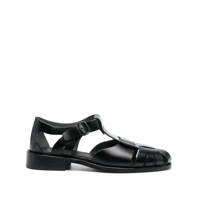 Hereu Pesca Leather Sandals In Black