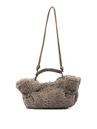 Hereu Arta Mini Shearling Tote In Gray