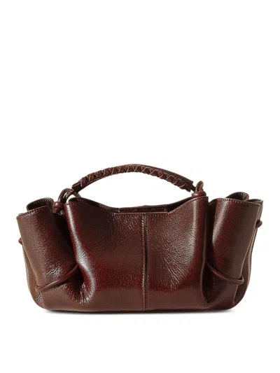 Hereu Mini Leather Handbag Gathered Detailing In Brown