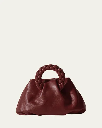 Hereu Bombon Braided Shiny Leather Crossbody Bag In Burgundy