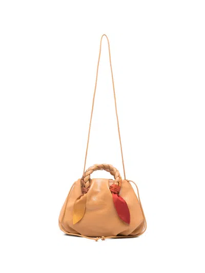 Hereu Bombon Foulard Leather Handbag In Brown