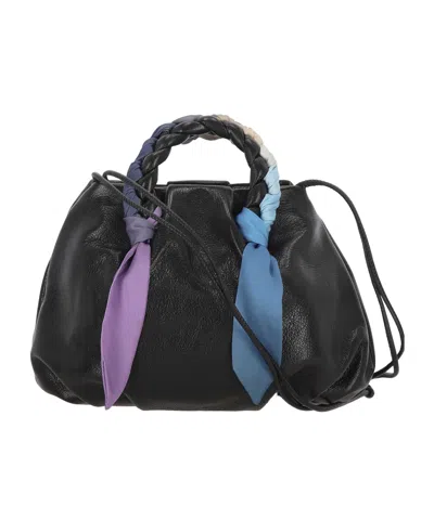 Hereu Bombon Foulard Plaited-handle Leather Handbag In Black