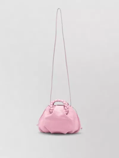 Hereu Bombon Leather Bucket Bag Braided Handles In Pink